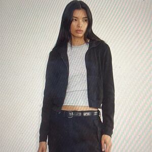 BLACK TNA WAFFLE ZIP UP